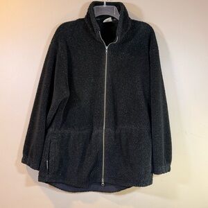 Columbia Gray Sherpa Fleece Full Zip Deep Pile Vtg USA Outdoor Gorpcore Cozy EUC